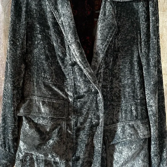 Free People Soho Crushed Velvet Duster Trench Jacket - Picture 5 of 11